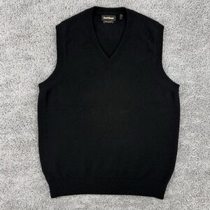 Paul Stuart 100% Cashmere Sweater Vest Men's S Black Made In Scotland Old Money